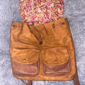Faux Suede Brown Backpack